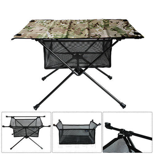 Outdoor Folding Table with Net Pocket Waterproof Coated Oxford Cloth Desk