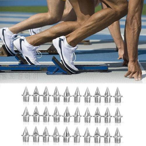 30pcs Track And Field Shoe Studs Durable Silver Sprint Running Spikes Shoes Field Sport And Replacement Spikes Football Shoes