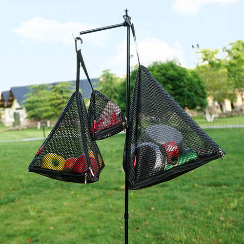 Camping Drying Net Bag PVC Triangle Foldable Grid Drain Breathable With Hook Outdoor Home Picnic RV Hanging Dry Storage Bag