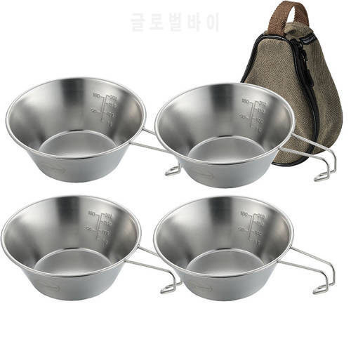 Outdoor Stainless Steel 310ml Sierra Bowl Picnic Tableware Portable Barbecue Hiking Camping Cup Supplies With Storage Bag