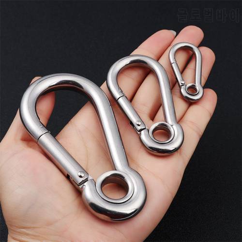 M4~M10 Spring Quick Link Buckle Ring with Hole Outdoor Climbing Gear Carabiner Safety Hook Travel Kit Camping Equipment Tools