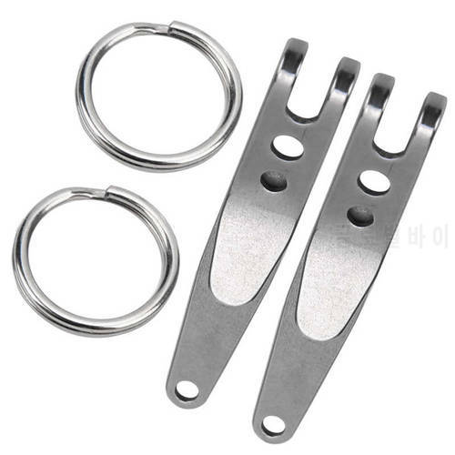 2Pcs Mini Outdoor Belt Clip Stainless Steel Suspension Pocket Clip Key Holder with Keychain Outdoor Tools