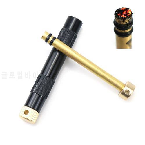Brass Metal Fire Piston Outdoor Emergency Fire Tube Camping Survival Tool Fire Detector Air Compressed Practical Igniter Tool