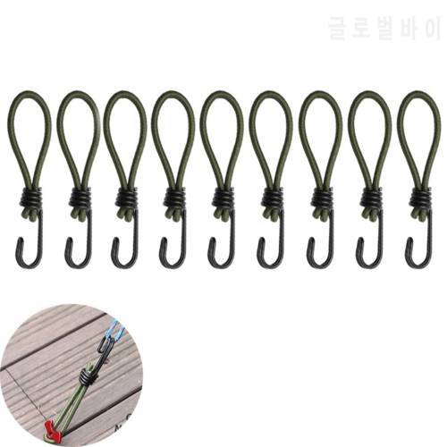 10pcs 15cm Tent Elastic Rope Cord with Hook Camping Tent Fixation Elastic Stretch Rope Outdoor Accessories