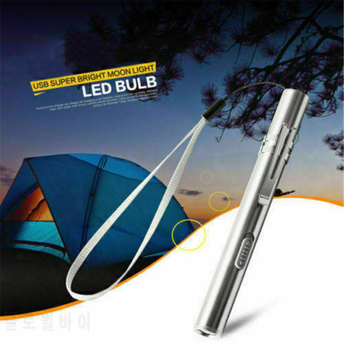 Mini LED Tactical Flashlight Stainless Steel Flashlight USB Rechargeable Penlight Non-slip Waterproof Small Flashlight