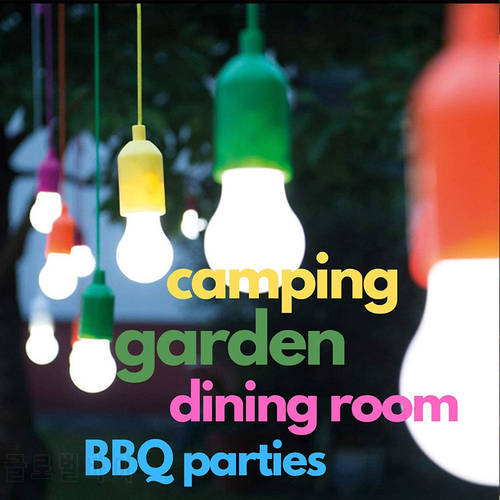 5 Pcs Portable Colorful LED Hanging Lamp Drawstring Light Bulb Tent Camping Pull Cord Light Home Night Lights Battery Powered
