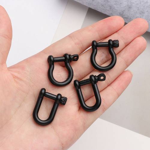 1PC Solid Stainless Steel Carabiner D Bow Staples Shackle Key Ring Keychain Hook Joint Connector Buckles Outdoor Bracelet Buckle