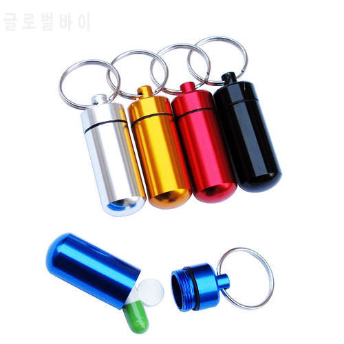 1PCS 6 Colors Pill Box New Waterproof Medicine Case Container Capsule Bottle With Keychain Drug Box Organizer Splitters