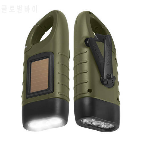 Portable LED Flashlight Hand Crank Dynamo Torch Lantern Solar Powered Flashlight For Outdoor Camping Mountaineering