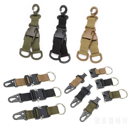 Tactical Webbing Backpack Hook Keychain Clip Carabiner Belt Key Chain Loop Webbing Double-split Quick Release Hanging Buckle