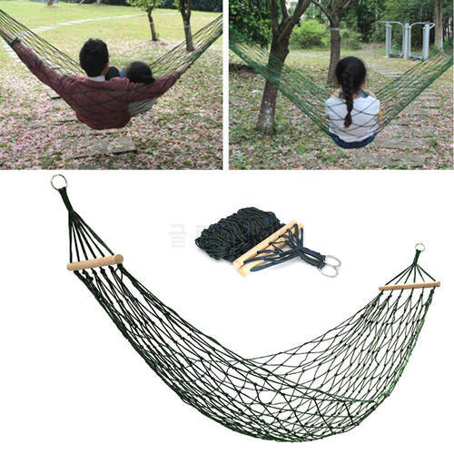 Portable Nylon Hammock Outdoor Camping Hanging Bed Mesh Net Swing Sleeping Camping Travel Hammocks Hanging Chair