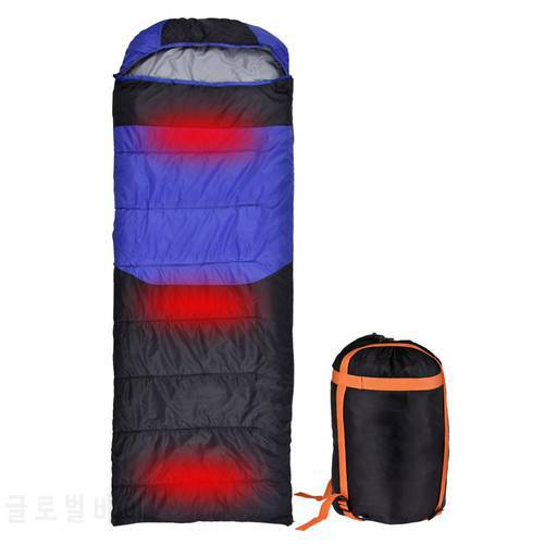 USB Camping Heated Sleeping Bag Ultralight Winter Warm Envelope Backpacking Heating Down Cotton Sleeping Bag For Outdoor Hiking
