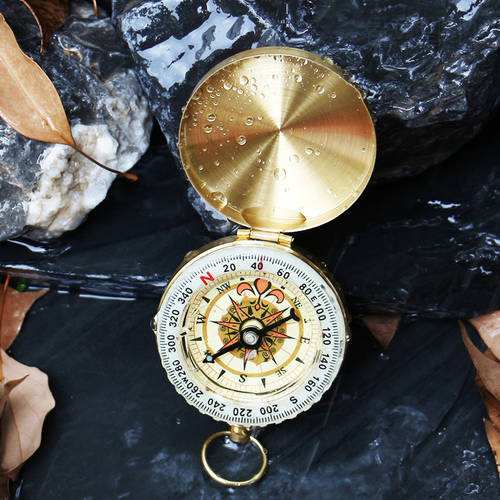 Portable Compass Camping Hiking Pocket Brass Golden Compass Adventure Navigation For Outdoor Activities Direction Indicator