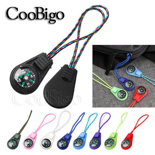 5pcs Mini Survival Compass Zipper Pull Slider Cord End Outdoor Camping Hiking Tool Pocket Navigator Paracord Bracelet Backpack