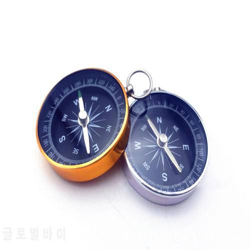 G44 Compass Keychain For Outdoor Travel Camping Mountaineering Direction Marker Key Chain Ring Aluminum Alloy Round Box + Needle
