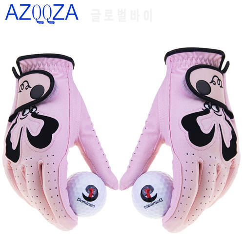 1 Pair Women&39s Golf Gloves Pink Micro Soft Fiber Breathable Anti-Slip Left And Right Hand Sports Gloves Women