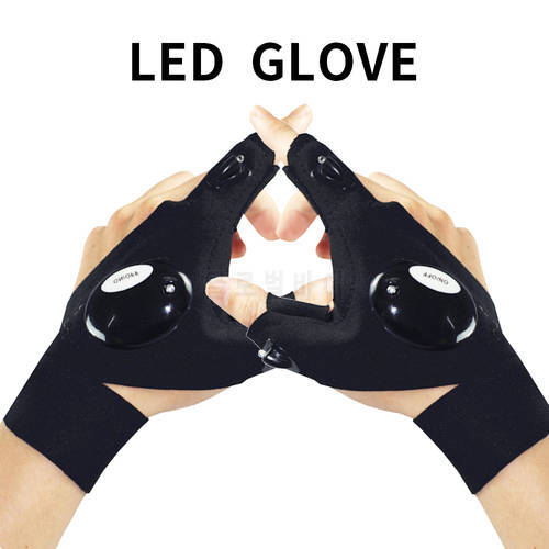 Night Light Waterproof Fishing Gloves Led glove Flashlight Outdoor Gear Cycling Practical Durable Fingerless Hunting Rescue Tool