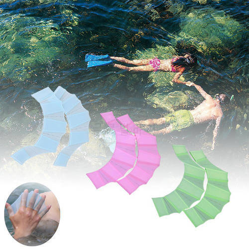 1 Pair Swimming Flippers Hand Swim Trainning Finger Gloves Fins Webbed Paddle Frog Silicone Hand Swimming Flippers