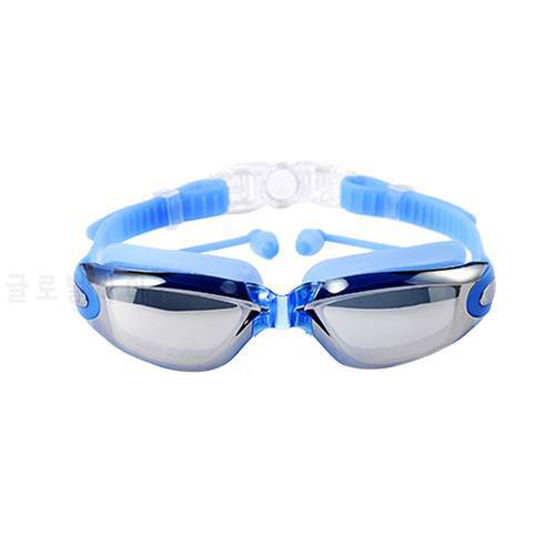 Water Sports Waterproof Anti-fog Swimming Glasses Large Frame with Silicone Earplugs Swimming Goggles Eyewear