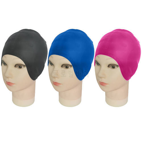 Hot 1PC Men Women Silicone Rubber Swimming Cap 3D Ergonomic Design Ear Pockets for Adult Waterproof Swim Caps Hat
