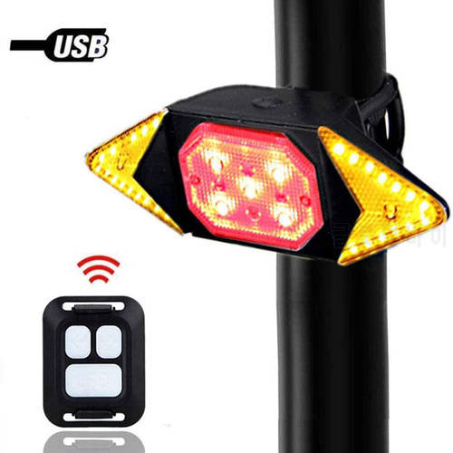 Bike Turn Signals Remote Control Bicycle Direction Indicator MTB LED Rear Light USB Rechargeable Cycling Taillight with Horn
