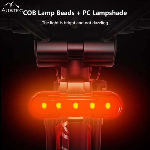 AUBTEC Bike Taillight Skillful Manufacture Mountain Bicycle Rear Lighting USB Rechargeable Night Cycling Bicycle Tail Light