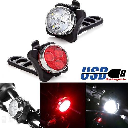 2Pcs /1 Set LED Bicycle Light 800LM Rechargeable Front And Rear Bike Light Set 650mah Lithium Battery 4 Light Mode Options