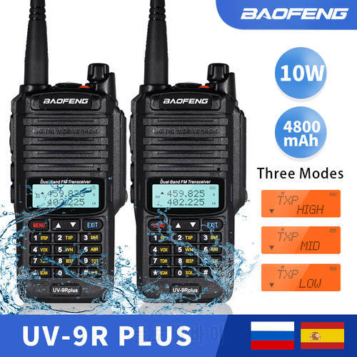 2PCS 10W High Power Walkie Talkie Baofeng UV-9R Plus Real 10 Watts Waterproof IP67 Two Way Radio UHF VHF CB Radios UV9R Plus