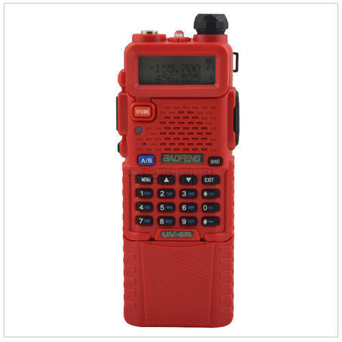 baofeng radio dualband UV-5R Red walkie talkie 136-174/400-520MHz two way radio w/ free earpiece and 3800mAh Li-ion battery