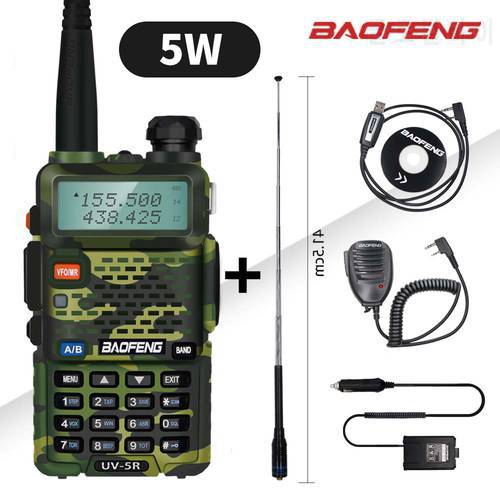 BF-UV5R Camouflage Baofeng Radio Dual Band UV5R Walkie Talkie Dual Display 136-174/400-520 MHz Two Way Radio with Free Earpiece