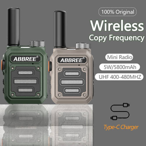 2Pcs ABBREE AR-63 Automatic Wireless Copy Frequency Mini Walkie Talkie Station 400-480MHz USB Charging For BF-888S Two Way Radio
