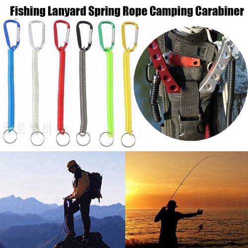 Tackle Outdoor Hiking Camping Camping Carabiner Anti-lost Phone Keychain Spring Elastic Rope Portable Fishing Lanyards