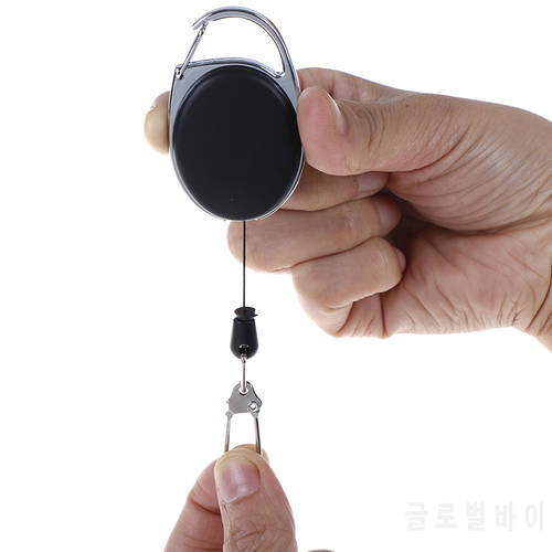 Recoil Extendable Nylon Wire 60cm 23in Key Chain Ring Belt Clip Pull Keyring Retracting ID Card Badge Holder