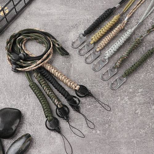 Paracord Keychain Lanyard Rotatable Buckle High Strength Parachute Cord Emergency Survival Backpack Key Ring Neck Hanging Rope