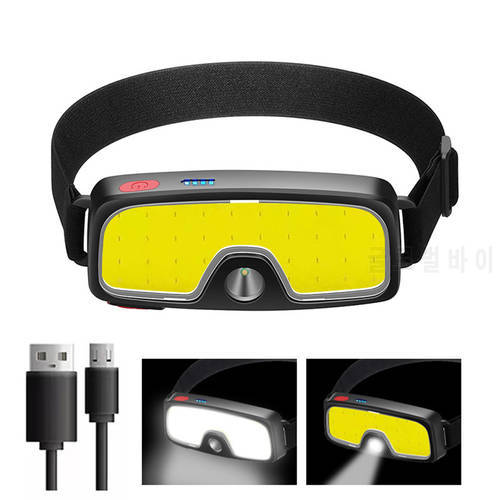 Headlamp Portable Mini COB LED Headlamp Waterproof Torch with Built-in Battery Torch USB Rechargeable Headlamp Hiking Torch