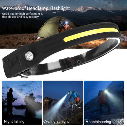 LED Headlamp & Motion Sensor 350 lm 270 Degrees Viewing Angle Head Torch Viewing Angle Waterproof USB Rechargeable Sweatproof