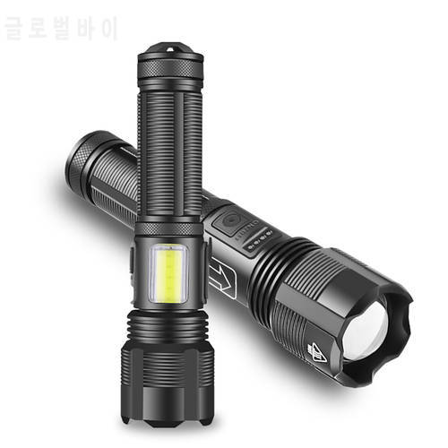 XHP70 COB LED Zoomable Torch 1000lm Waterproof 6 Gears Camping Flashlight Type-C USB Rechargeable Portable Flashlight Torch