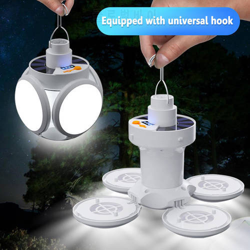 Outdoor Hiking Tent Solar Lamp Bulb Searchlights USB DC Rechargeable Portable Emergency Lantern Night Lamp Flashlight
