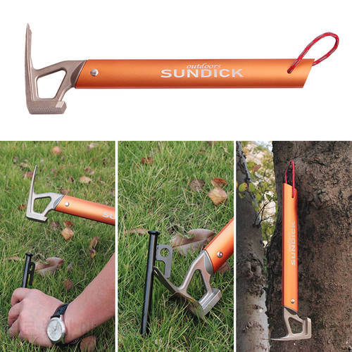 Outdoor Camping Tent Peg Hammer Multifunctional Hiking Fishing Stainless Steel Stakes Nail Puller Hammer Mountaineering Climbing
