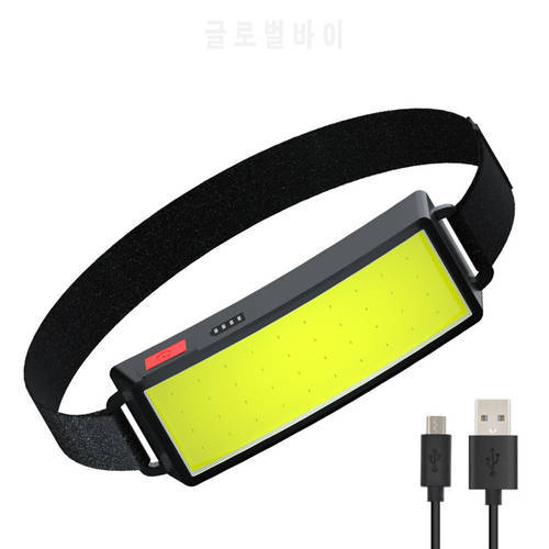 Portable Headlamp Mini COB LED Headlight With Built-in Battery Flashlight USB Rechargeable Head lamp Outdoor Camping torch