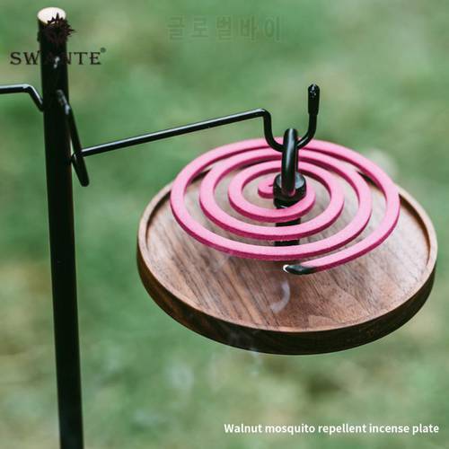 Swante Outdoor Mosquito Coil Tray Camping Portable Black Walnut Mosquito Coil Tray Creative Household Mosquito Nail Burner