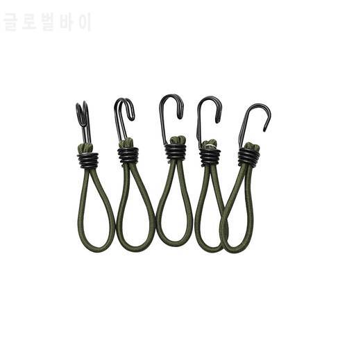 5pcs Camping Tent Elastic Rope with Hook Portable Fixed Binding Belt Elastic Rope Buckle Durable Outdoor Accessories 15cm