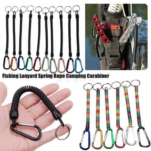 Tackle Outdoor Hiking Camping Camping Carabiner Spring Elastic Rope Portable Fishing Lanyards Anti-lost Phone Keychain