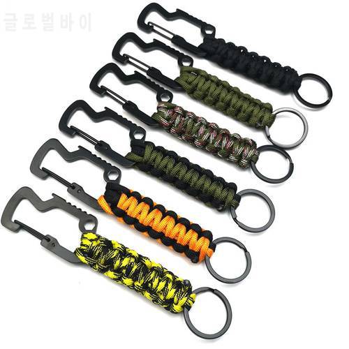 2022 new 1pcs Outdoor keychain key ring pendant camping umbrella rope camping survival kit emergency knot bottle opener keychain