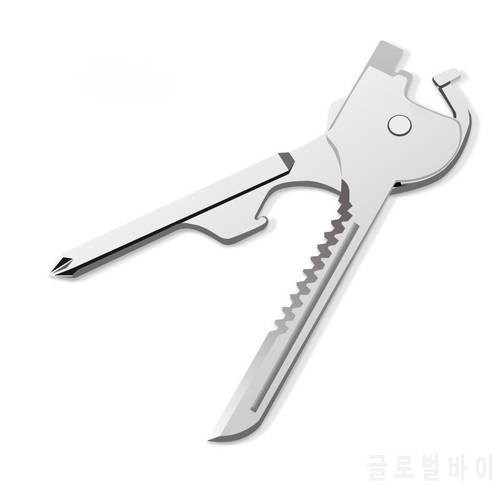1PC 6 In 1 Stainless Steel-Key Key Ring Chain Pendant Pocket Cutter Mini Knife Unboxing Knife Screwdriver