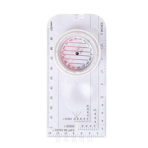 Drawing Scale Compass Folding Map Ruler Buckle Car Camping Hiking Pointing Guide Portable Handheld Compass