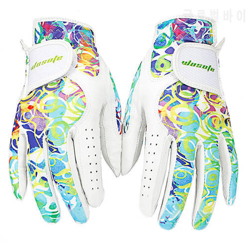 Women Golf Glove Golf Accessories Soft Leather Breathable Golf Gloves White Color Anti-sli Batting Gloves 2pcs
