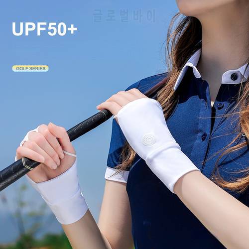 Golf Gloves Women&39s Summer Ice Silk Sunscreen Outdoor Sports Half Finger Gloves Thin Breathable Elastic Wrist Guard