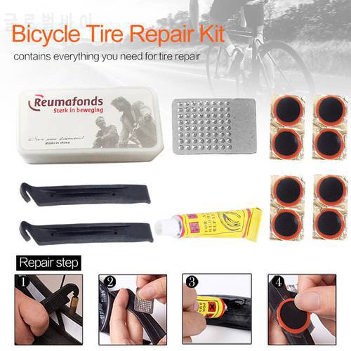 Portable Bicycle Tire Repair Kits Tools Cycling Flat Tire Repair Rubber Patch Glue Lever Set Tire Fix Kit for Bike MTB Moto