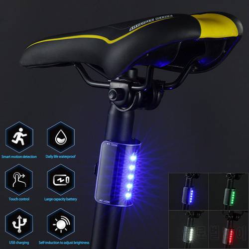 Touch Bike Taillight Mountain Bicycle Rear Light Bike Light MTB Cycling Bicycle Tail Light Rechargeable Lamp Bike Accessories